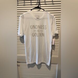 “Kindness Is Golden" White Tee with Gold Lettering